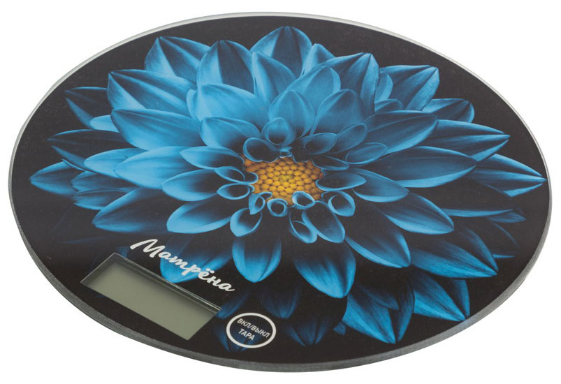 Кухонные весы Матрёна MA-197 008117 голубой цветок весы кухонные матрёна ma 033 до 7кг стекло белый