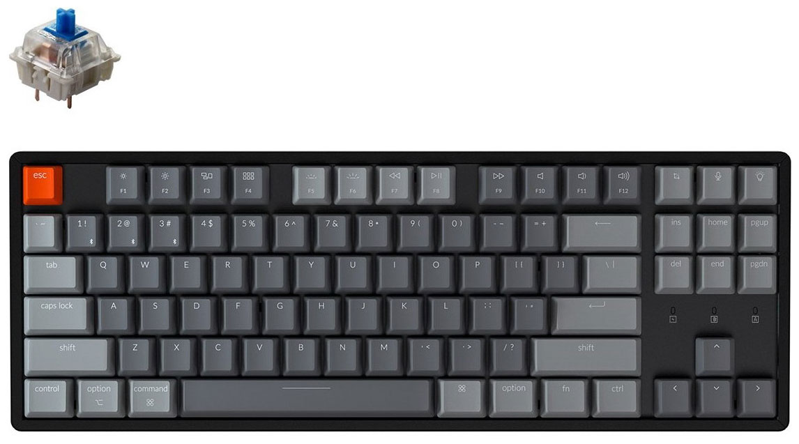 Клавиатура беспроводная Keychron K8, TKL, алюминиевый корпус, RGB подсветка, Gateron Blue Switch (K8J2) клавиатура keychron k1se tkl rgb подсветка mint switch