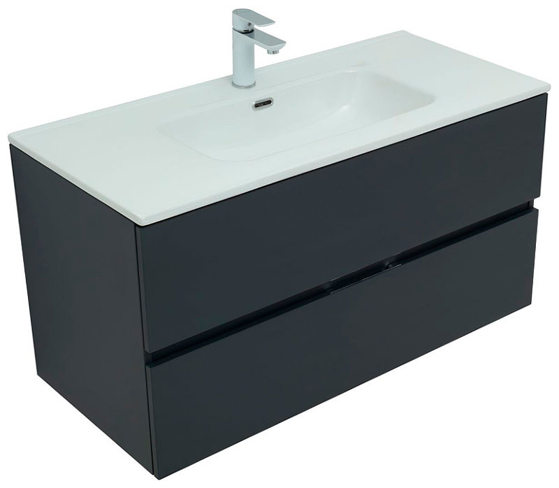 Изображение товара Тумба под раковину Aquanet Алвита New 100, 2 ящика, антрацит серый