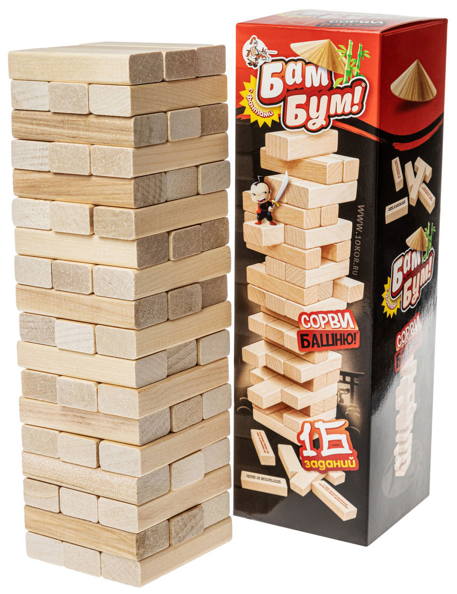 Игра настольная Десятое Королевство Башня Бам-бум неокрашенные деревянные блоки с заданиями 01741 настольная игра бам бум падающая башня