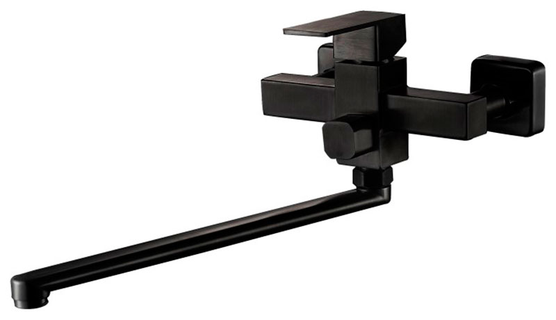 Изображение товара Смеситель для ванны Haiba HB803-7 черный настенный с душевым гарнитуром