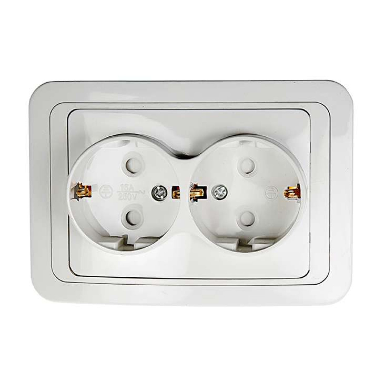 Изображение товара Розетки In Home Розетка 2-м CLASSICO защ. шторки с заземл. 2128x бел. ASD /