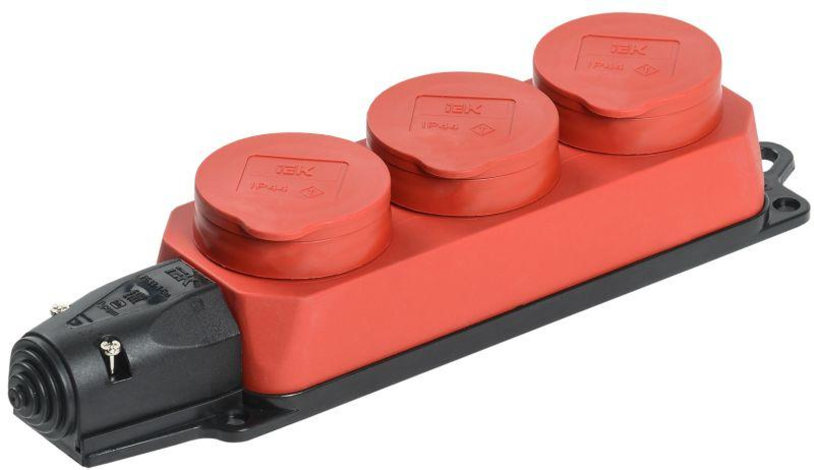 Изображение товара Переходник IEK Розетка 3-м ОМЕГА IP44 каучук красный