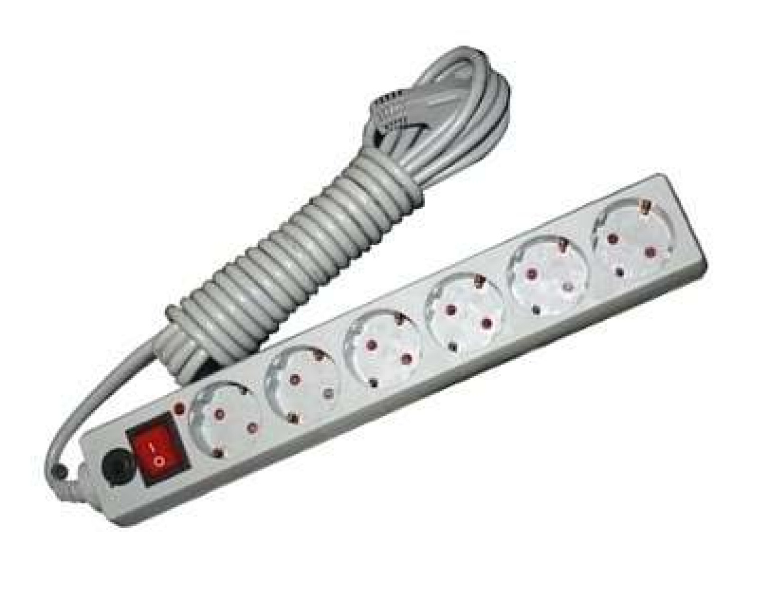 Изображение товара Удлинитель с сетевым фильтром Универсал 6х3м с заземл. 10А IP20 ПВС 3х0.75 защ. шторки сер. UNIVersal