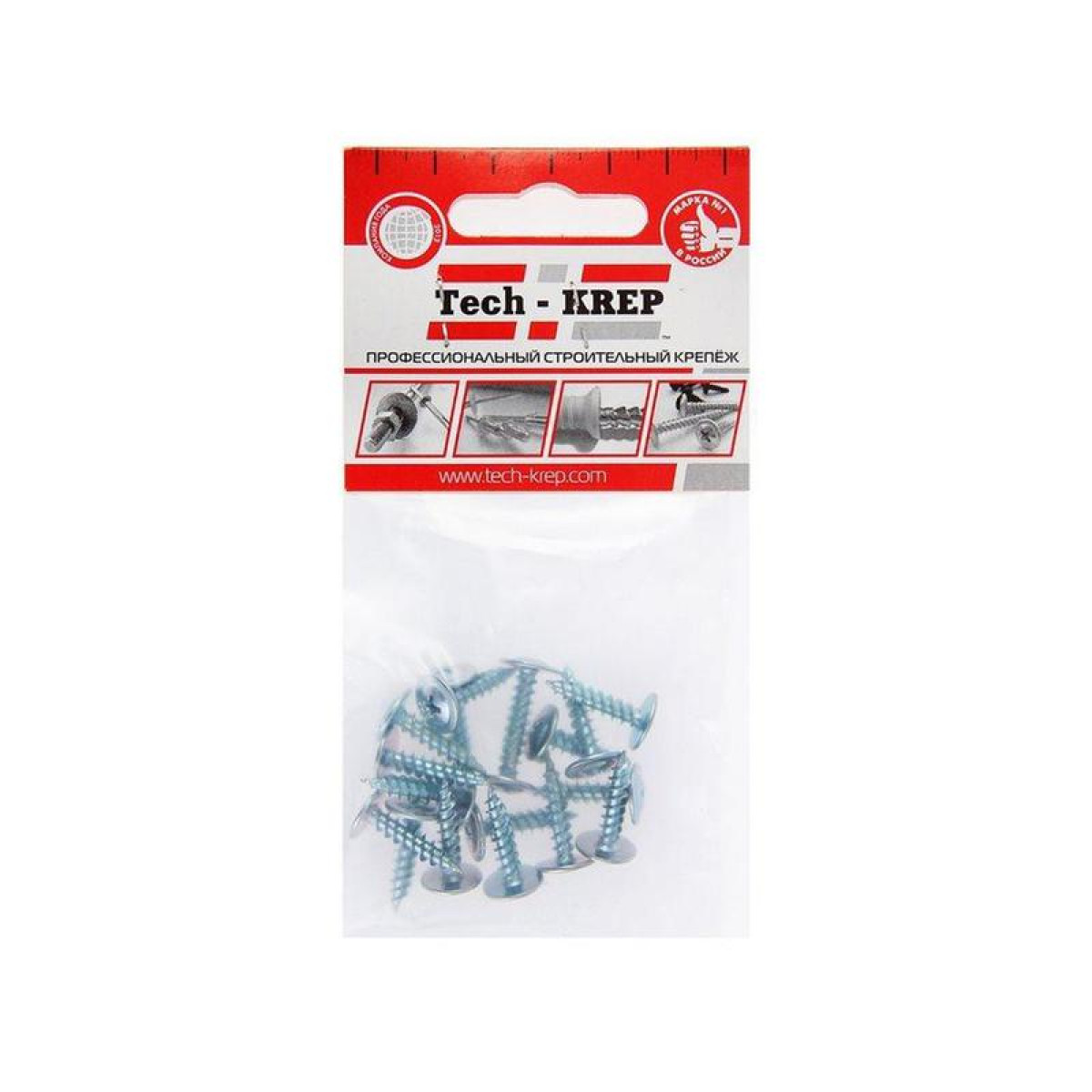 Изображение товара Изделия для электромонтажа Tech-KREP Саморез для тонкого метал. листа 4.2х19 (уп.18шт) пакет Tech-Krep