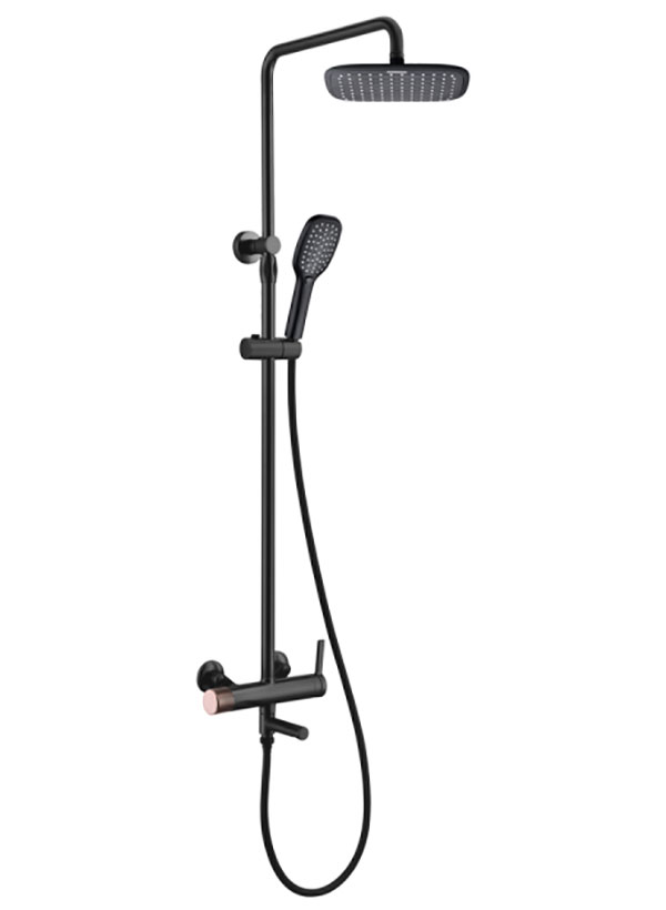 Изображение товара Душевая система Bronze de Luxe AVANTGARDE 2039RGB черный/розовое золото монтаж на стену