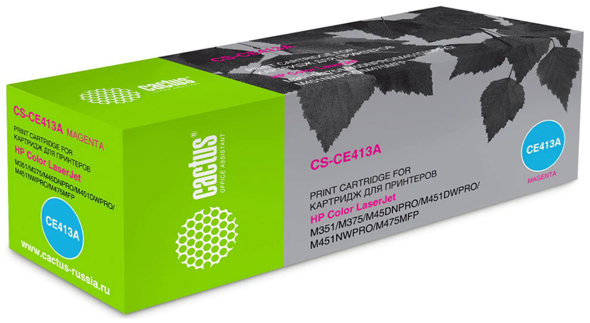 Изображение товара Картридж лазерный Cactus CS-CE413A для HP LaserJet Pro M351/M451 пурпурный 2600 страниц