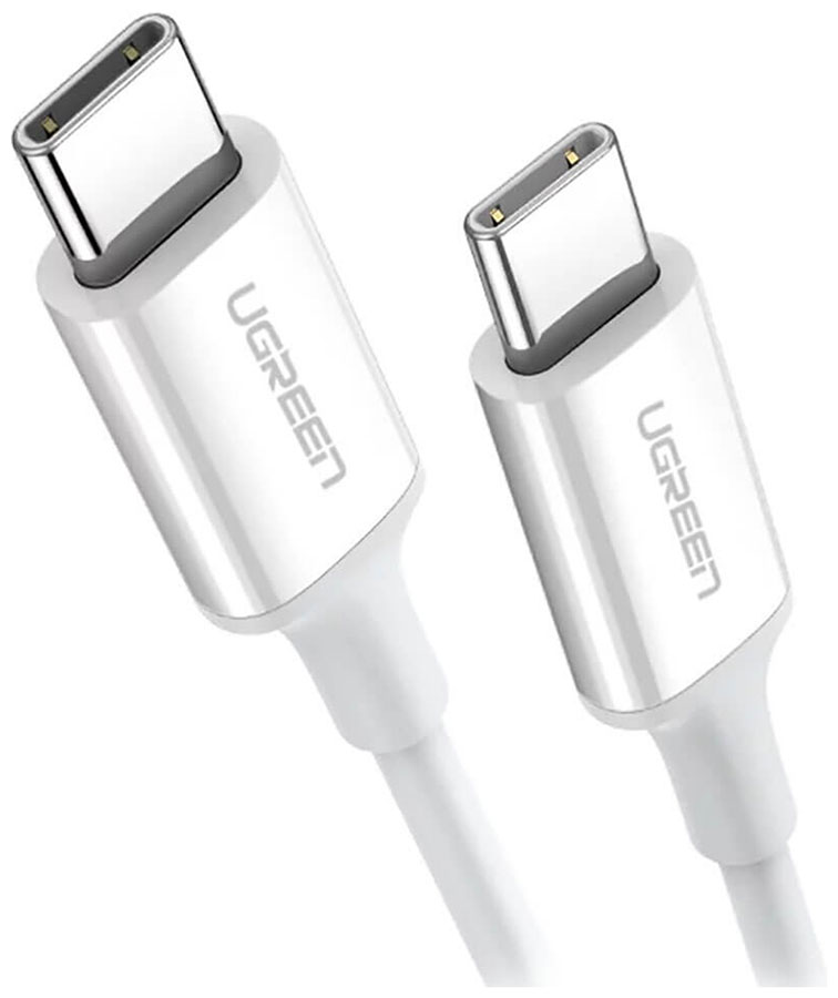 

Кабель для зарядки и передачи данных Ugreen USB C 2.0 Male - USB C 2.0 Male, 3A, 0.5 м, резиновое покрытие (60517) белый