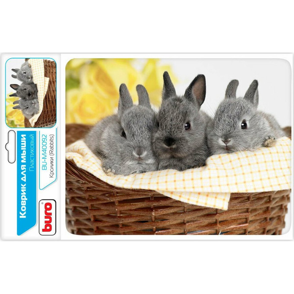 Изображение товара Коврик для мышек Buro M40092 мини рисунок кролики 230x180 мм
