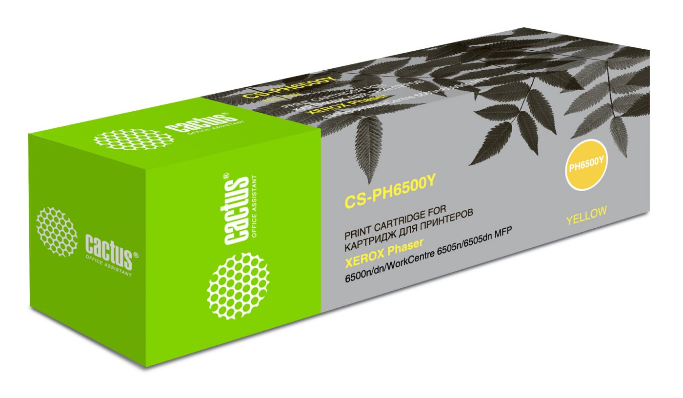 Изображение товара Картридж лазерный Cactus CS-PH6500Y 106R01603 желтый (2500стр.) для Xerox Phaser 6500/WorkCentre 6505