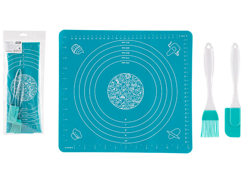 Изображение товара Набор для выпечки Mallony CLASSICA, 3 предмета: кисточка лопатка и коврик, силикон (103587)