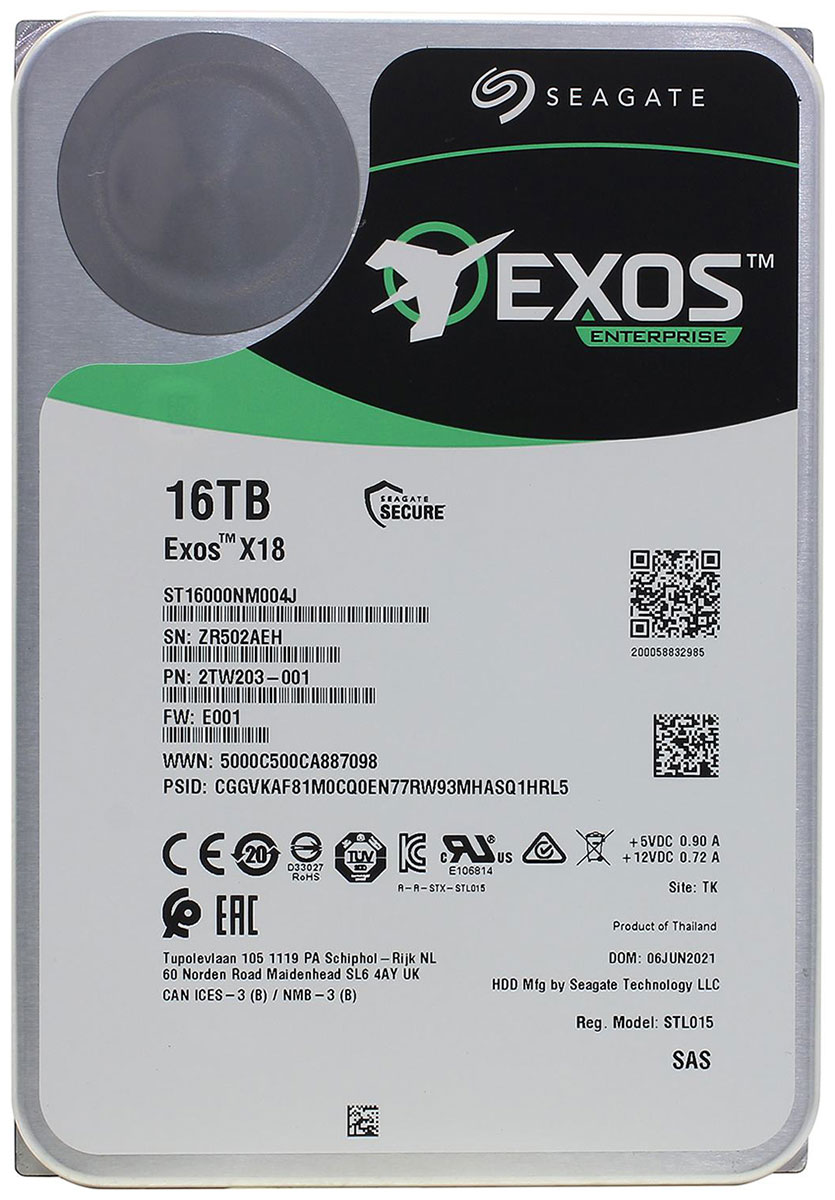Изображение товара Жесткий диск Seagate 3.5" 16Tb SAS Exos X18 7200rpm 256MB для серверов