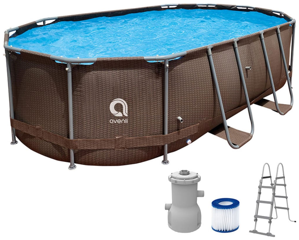 

Бассейн каркасный Avenli овальный, 427х275х100 см, с фильтр-насосом (12024EU), Черный