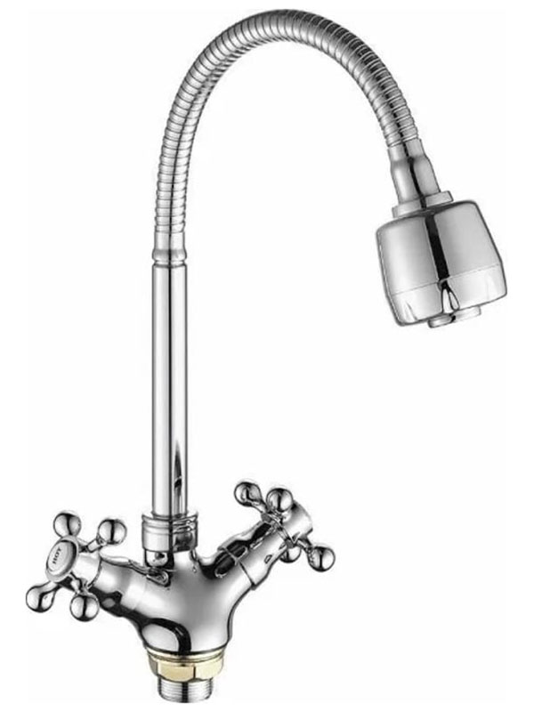 Изображение товара Смеситель для кухни D-Lin с гибким изливом хром двухвентильный 35х14х20.4 см
