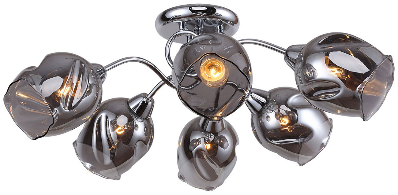 Изображение товара Люстра потолочная Lussole Lgo Cochise 6 ламп, стиль Флористика, хром/дымчатый, IP20