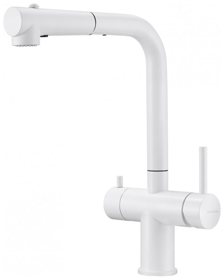 Изображение товара Смеситель для кухни с фильтром Milacio Ultra 561 (MCU.561.WH) белый, вытяжной излив