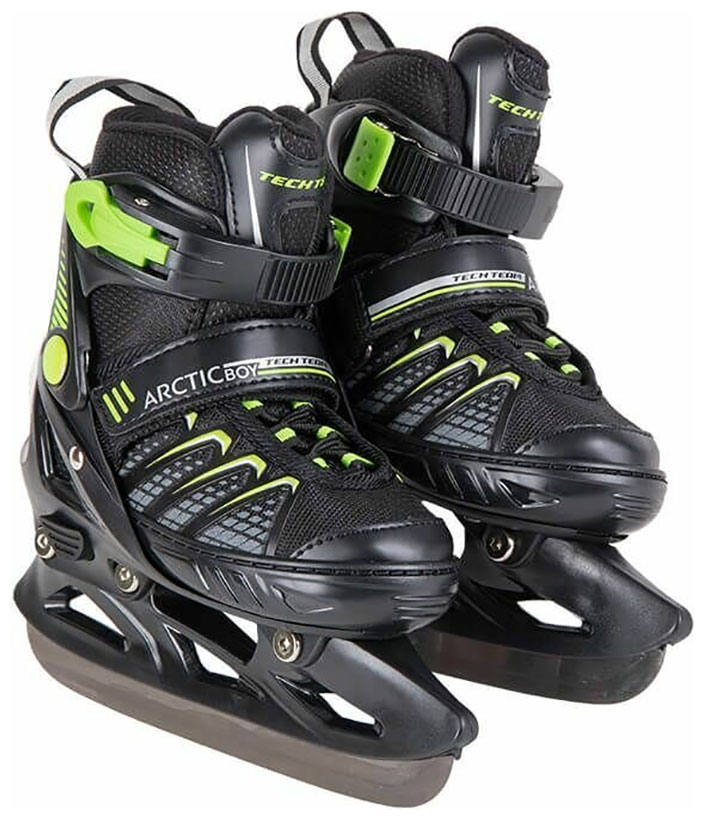 

Коньки детские раздвижные TechTeam Arctic BOY, р.33-36, Черный/зеленый