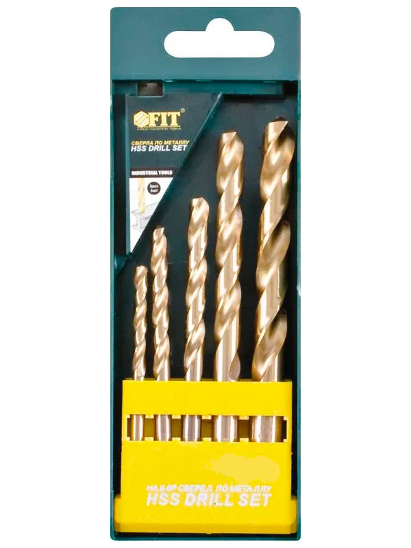 Изображение товара Сверла Fit HSS по металлу, удлиненные, титановое покрытие, 60х139 мм (10 шт.)