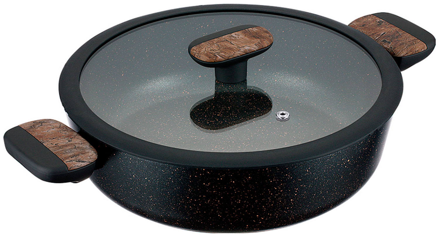 Изображение товара Сотейник индукционный Regent с крышкой и с двумя ручками, 3.3 л, 26 см, inox Linea ALBERO, черный/коричневый (62-1226)