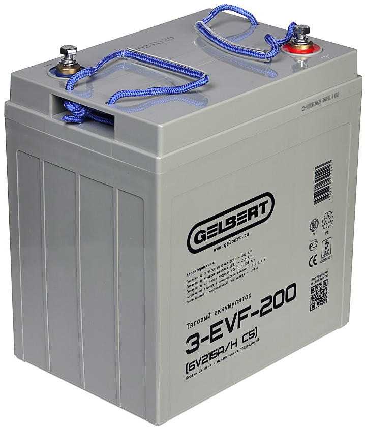 

Тяговый аккумулятор Gelbert 3-EVF-200 (6V215A/H C5), Серый
