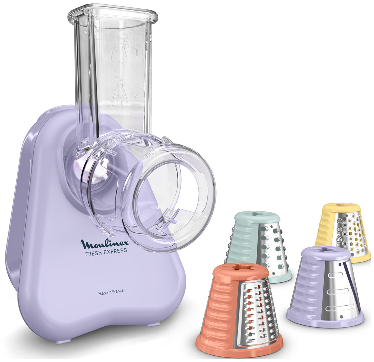 Изображение товара Мультирезка Moulinex Fresh Express DK8546E0 сиреневая 4 в 1 овощерезка для нарезки и натирания