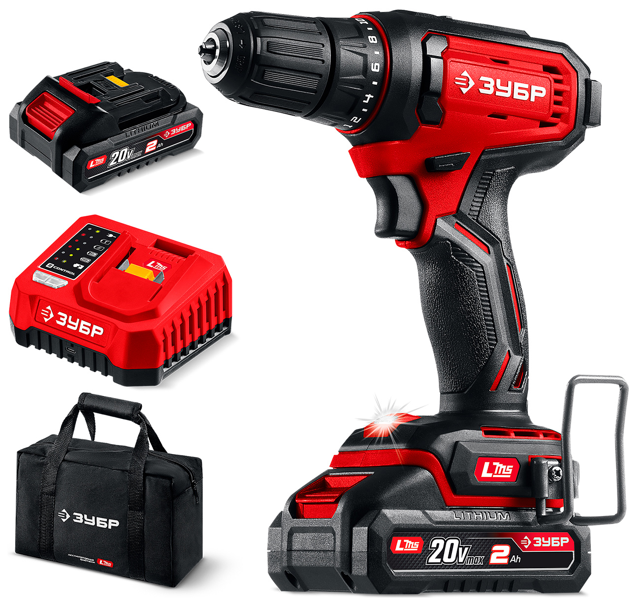 Изображение товара Дрель-шуруповерт Зубр 20 В LMS 40 Н·м,2 АКБ,сумка,2 скорости