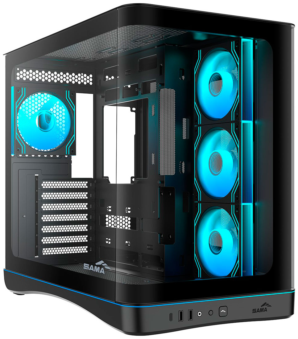 

Компьютерный корпус Sama V62S Black (V62S-BKADA4X1-GL), Черный