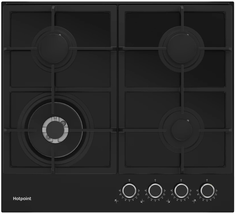 Изображение товара Газовая варочная панель Hotpoint HGS 62F BK 4 конфорки чёрная закаленное стекло