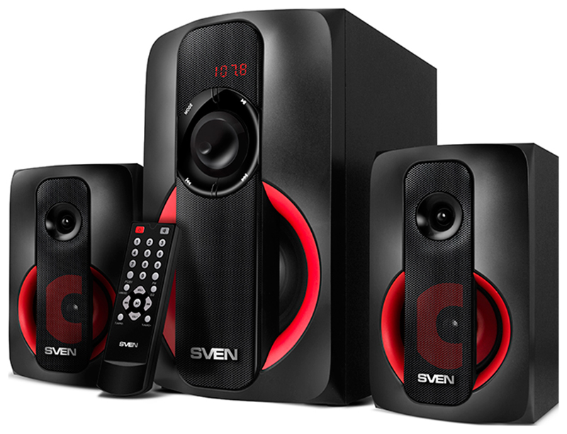 Изображение товара SVEN MS-304 Акустика 2.1 40Вт Bluetooth USB FM радио черный/красный