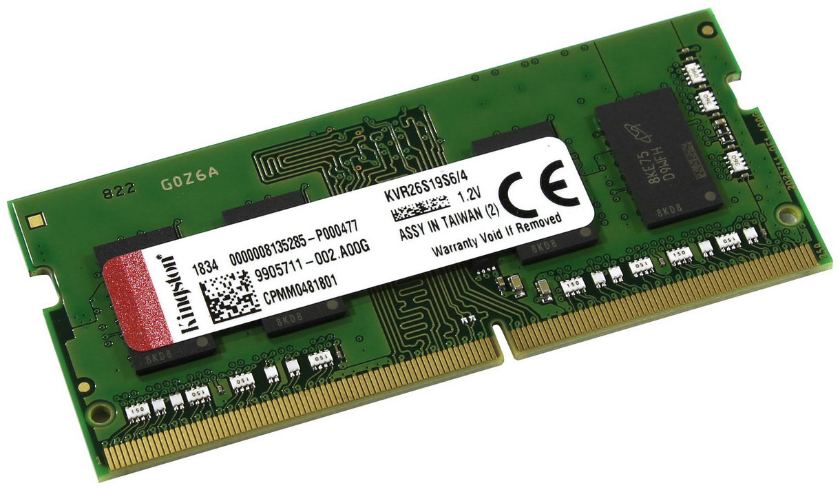 Изображение товара Оперативная память Kingston SO-DIMM DDR4 4GB 2666MHz (KVR26S19S6/4)