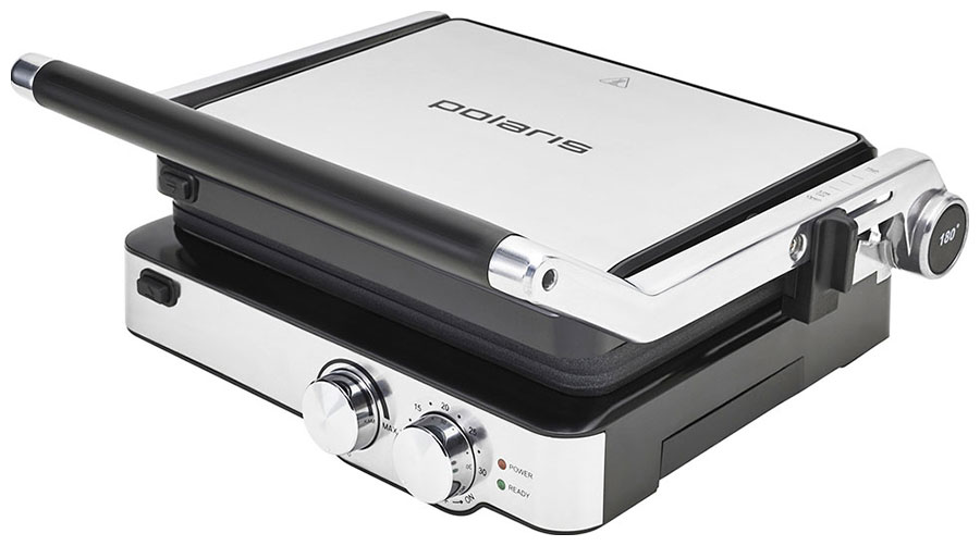 Изображение товара Гриль-пресс Polaris PGP 2402 серебристый для блюд с антипригарным покрытием