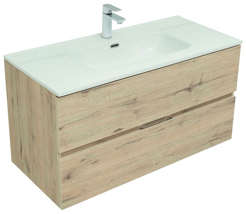 Изображение товара Тумба под раковину Aquanet Алвита New 100 2 ящика, коричневый, влагостойкая, современный дизайн