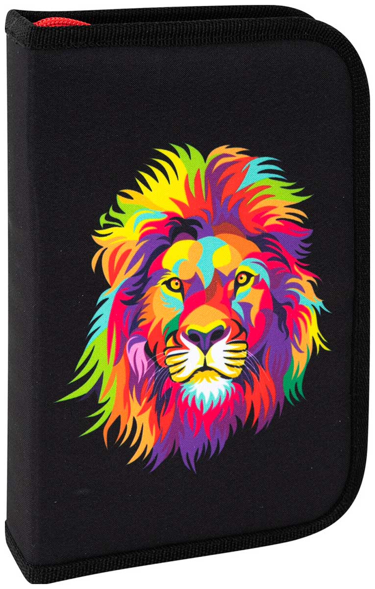 Изображение товара Пенал Brauberg с наполнением, 1 отделение, 1 откидная планка, 24 предмета, полиэстер, 21х14 см, "Colorful lion",