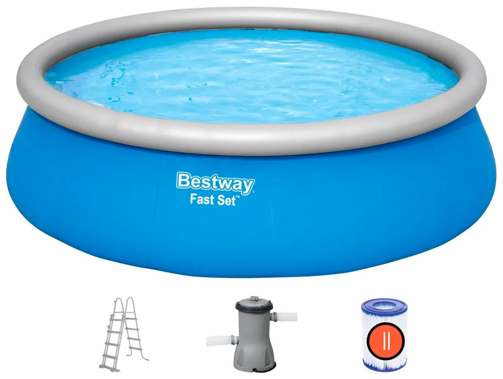 

Бассейн надувной BestWay Fast Set 57289 457х122 см с набором, Синий