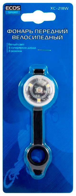 Изображение товара Фонарь велосипедный Ecos XC-218W передний белый/черный 1 год гарантии