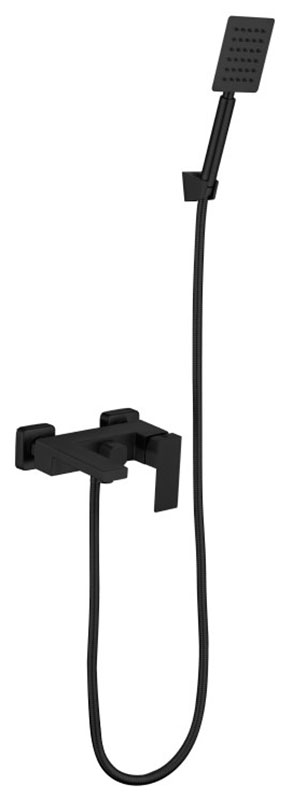 Изображение товара Смеситель для ванны Haiba HB803-7 настенный черный с душевым гарнитуром