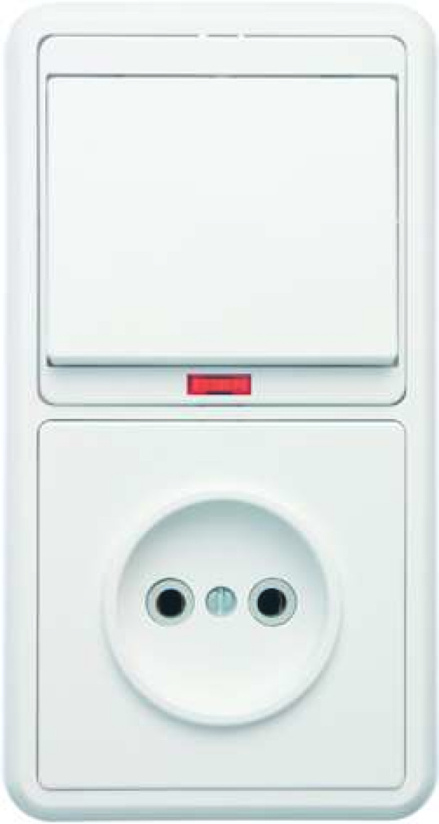 Изображение товара Блок комбинированный Кунцево-Электро БКВР-214 Бэлла 1-кл выключатель с розеткой белый