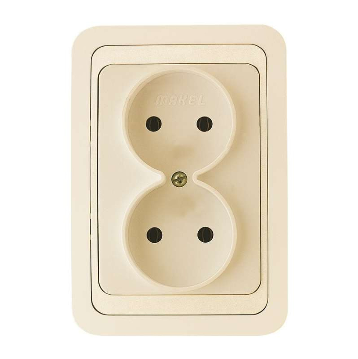 Изображение товара Розетки Makel Розетка 2-м СП Mimoza 16А IP20 без заземл. крем./крем.