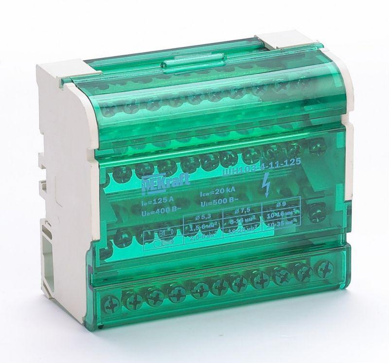 Изображение товара Высоковольтный кросс-модуль ШН-103 на DIN-рейку 4х11 групп 125А DEKraft