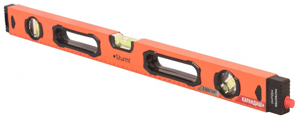 Изображение товара Уровень Sturm! 2015-09-600 с 3 колбами и резиновой втулкой