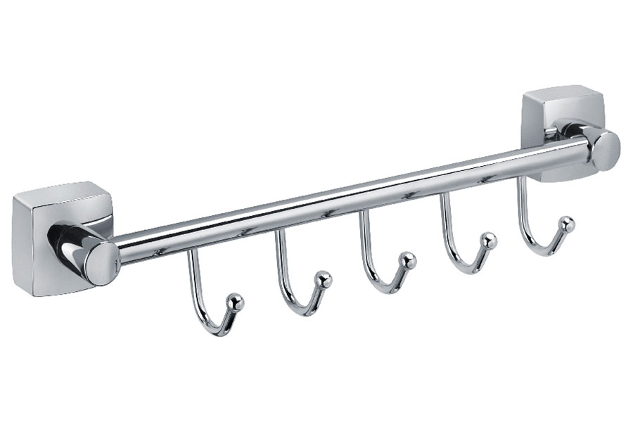 Изображение товара Планка Fixsen Kvadro с 5 крючками хром высокая прочность современный дизайн