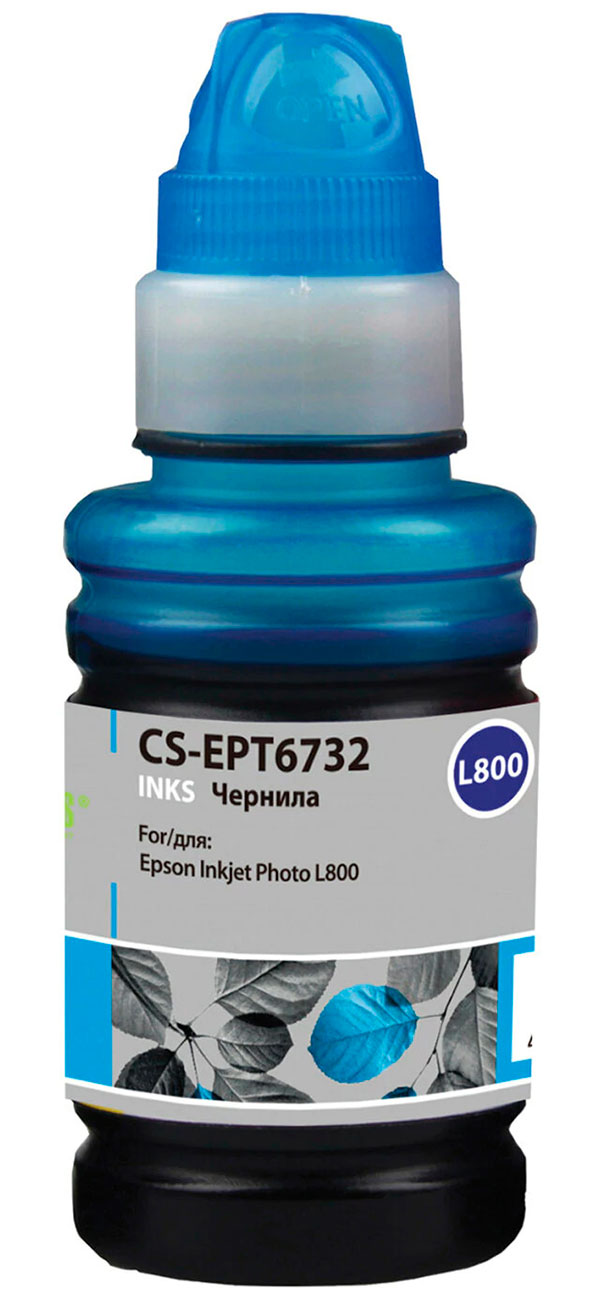 Изображение товара Чернила Cactus CS-EPT6732 для СНПЧ EPSON L800/L810/L850/L1800, голубые, 0.1 л