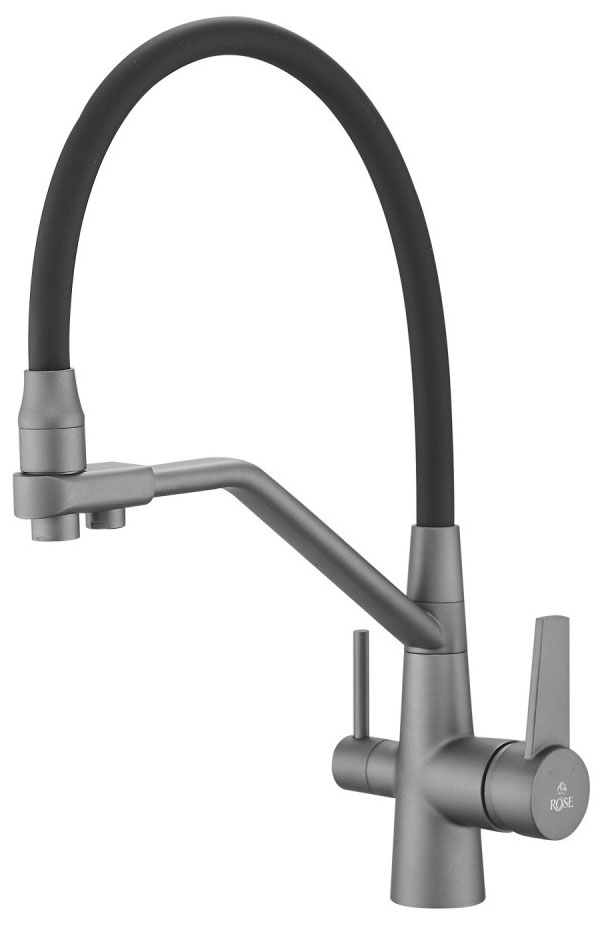 Изображение товара Кухонный смеситель Rose R558/пепельный с гибким изливом и фильтрованной водой