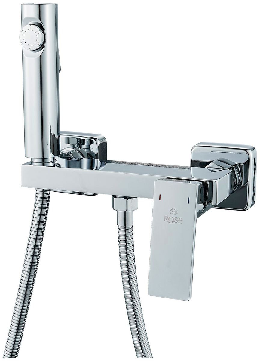 Изображение товара Гигиенический душ со смесителем Rose R18 хром для унитаза настенный