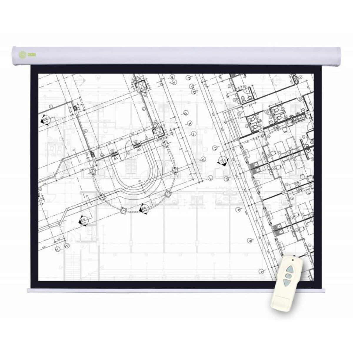 Изображение товара Экран для проектора Cactus 180x180см моторизованный рулонный настенно-потолочный