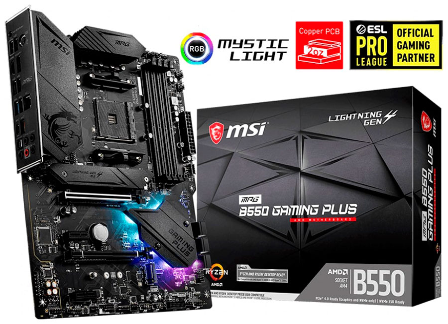 Изображение товара Материнская плата MSI MPG B550 GAMING PLUS (AM4, ATX)