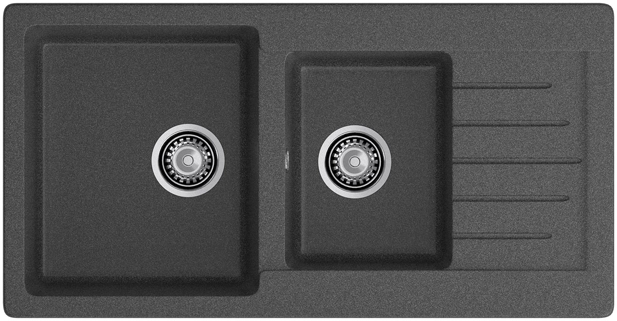 Изображение товара Кухонная мойка GranFest PRACTIK 980KL 2 чаши графит искусственный мрамор