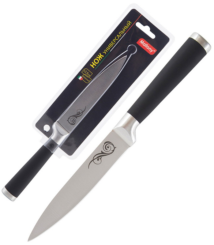 Изображение товара Нож с прорезиненной рукояткой Mallony MAL-05RS, универсальный, 12.5 см (985365)