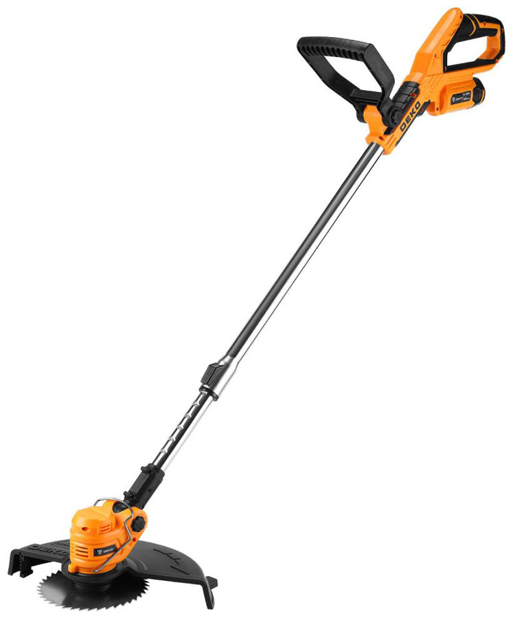 Изображение товара Триммер садовый аккумуляторный Deko DKTR12V, 2*2.0 Ач, черно-желтый