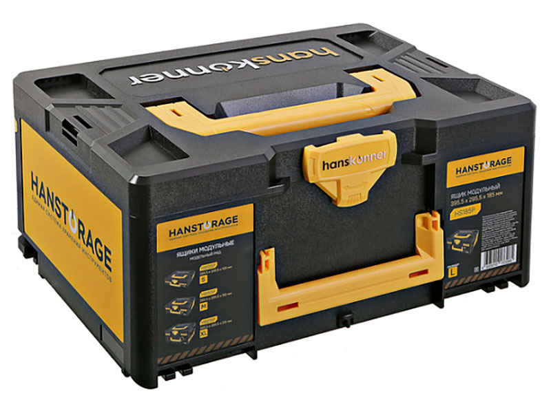 

Ящик модульный Hanskonner HS185P, размер L, единая система хранения HANSTORAGE, 395.5x295.5x185 мм